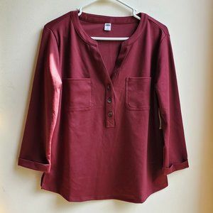 NWT Old Navy Maroon V-Neck Jersey Size Small